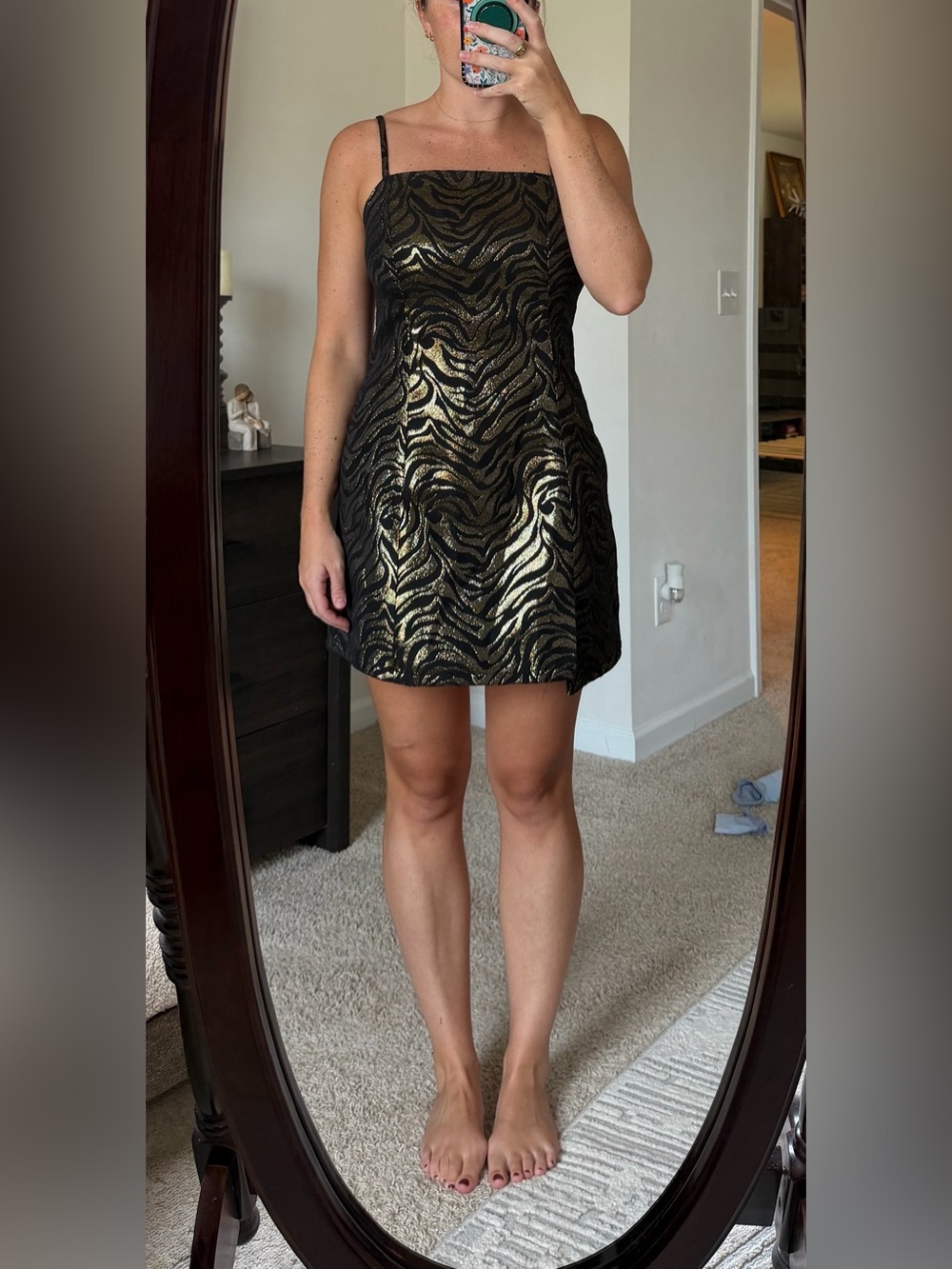 Black and Gold Zebra Mini Dress